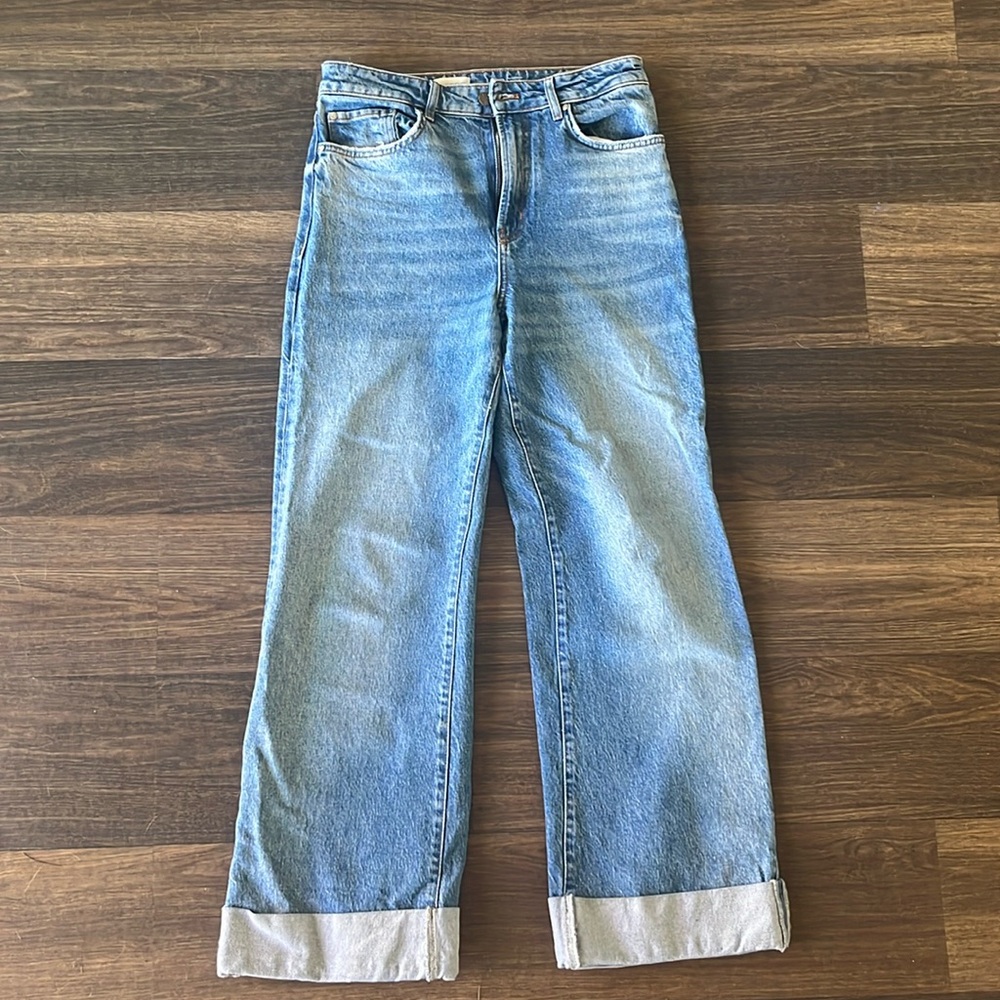 PILCRO HIGH-RISE CUFFED WIDE-LEG JEANS